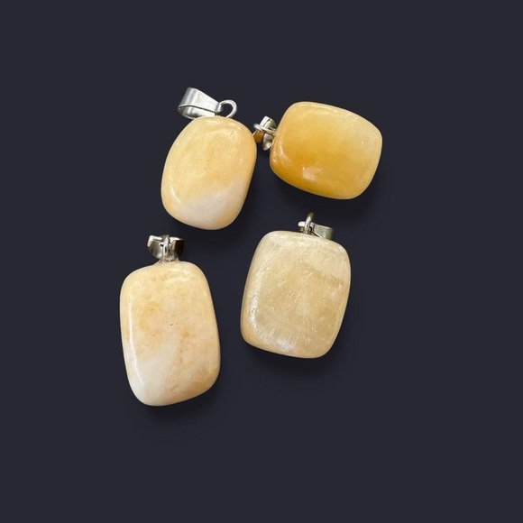 Yellow Calcite Stone Pendant Necklace - Picture 2 of 4